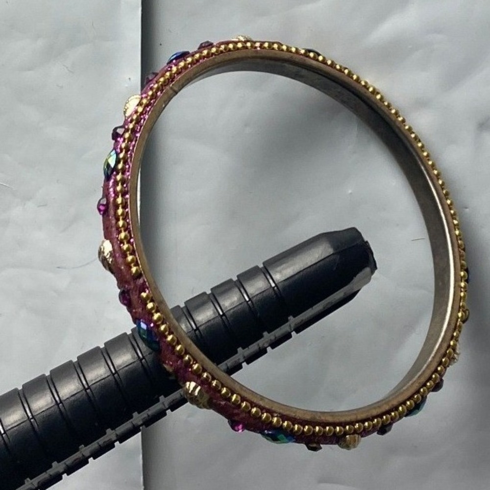 Bohemian‎ Beaded Bangle Bracelet Multicolored Rhinestone Embellished